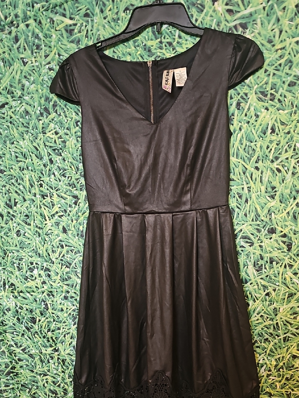 Mimi Chica Black Faux Leather Fit & Flare Mini Dress